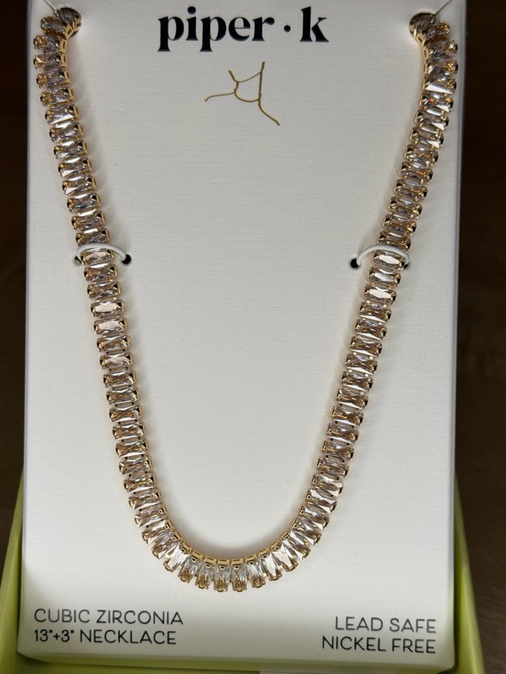 Piper K Gold Tone Cubic Zirconia Tennis Necklace - Picture 2 of 9
